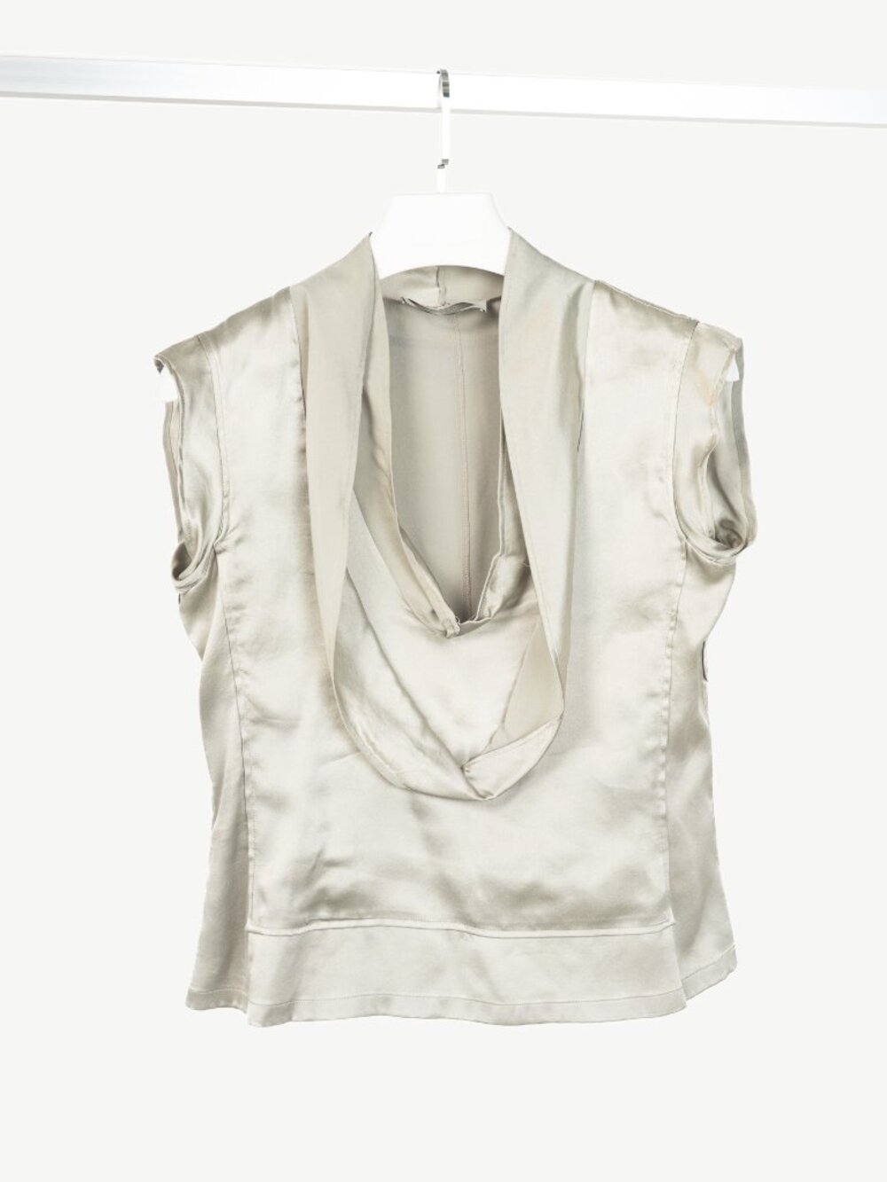 Yves Saint Laurent SS09 Grey Silk-Charmeuse Cowl Blouse